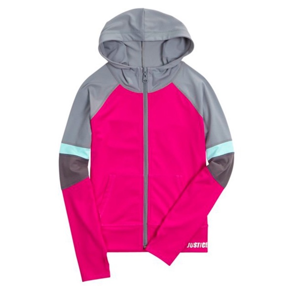 Hoodie Jacket Front Zip Gray Pink Women's - Picture 3 of 16